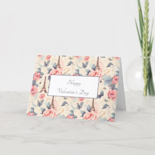 Cartão De Festividades Borboleta e Dia de os namorados de Torre Eiffel