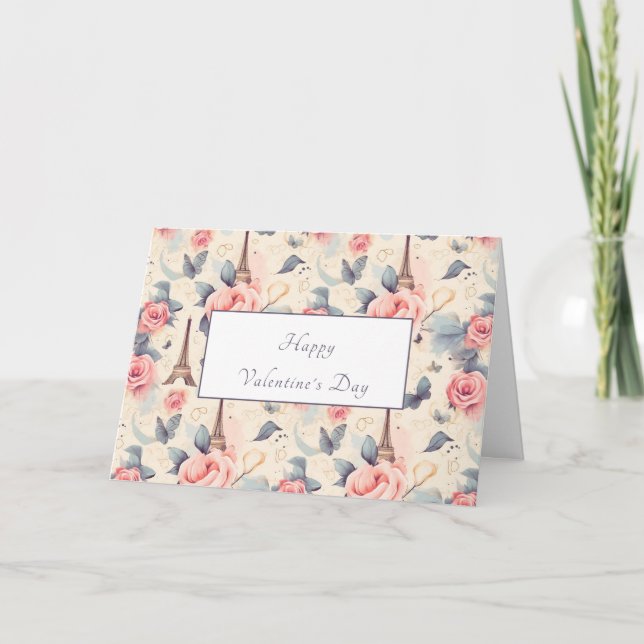 Cartão De Festividades Borboleta e Dia de os namorados de Torre Eiffel (Frente)