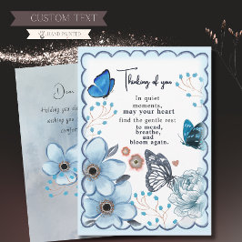 Cartão De Festividades  Borboleta Floral Aquarela Azul Pensando em você 