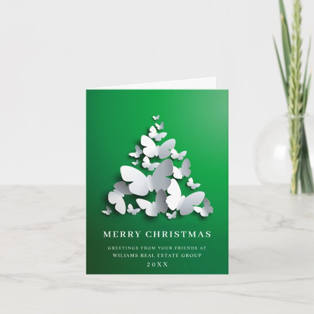 Cartão De Festividades Borboleta Monarca Saudação Corporativa de Natal (Frente)