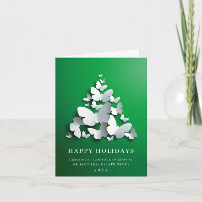 Cartão De Festividades  Borboleta Monarca Saudação Corporativa de Natal (Frente)