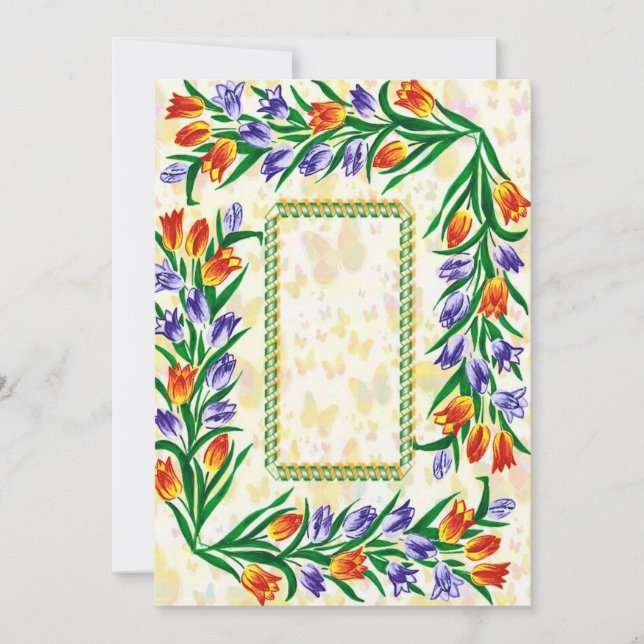 Cartão De Festividades borboletas e flores (Frente)