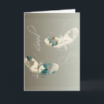 Cartão De Festividades Borboletas Paz e Alegria<br><div class="desc">Cartão dourado inspiracional Borboletas Paz e Alegria</div>