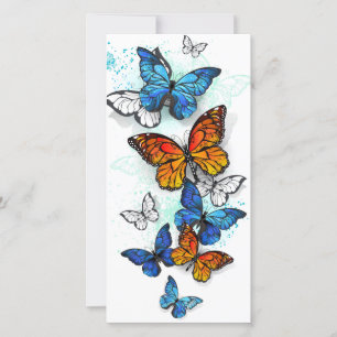 Cartão De Festividades Borboletas voadoras Morpho e Monarca