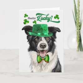 Cartão De Festividades Borda Collie Dog Dia de São Patrício Sortudo