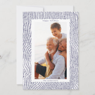 Cartão De Festividades Borda de Foto de Natal Azul Branco Divertida Moder