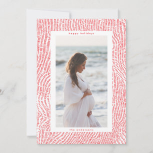 Cartão De Festividades Borda de Foto de Natal Feliz Vermelho Branco Diver