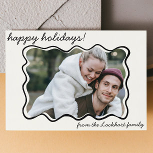 Cartão De Festividades Borda do rabisco Whimsical Desenhada à Mão Onda