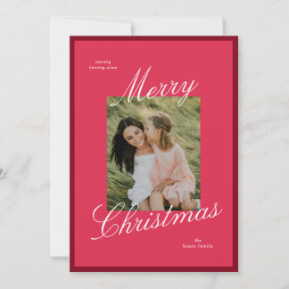 Cartão De Festividades Borda Simples Elegante Foto de Natal com Letra de