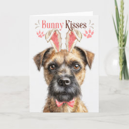 Cartão De Festividades Borda Terrier Dog em Bunny Ears para Páscoa