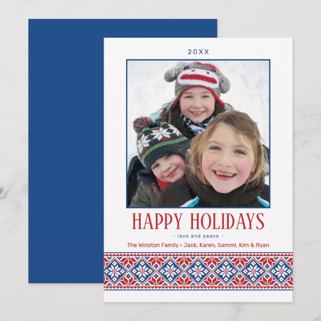 Cartão De Festividades Bordados de Arte Folclórica Moderna | Padrão eslav (Frente/Verso)