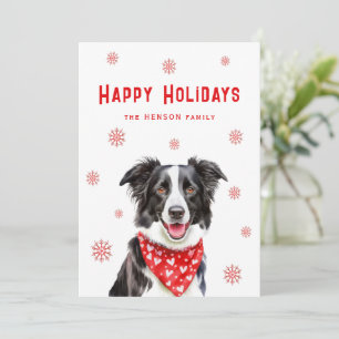 Cartão De Festividades Border Collie Bandana Vermelha de Coração Natal 