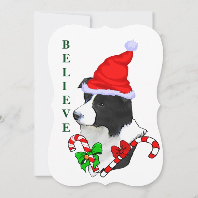 Cartão De Festividades Border Collie Christmas (Frente)