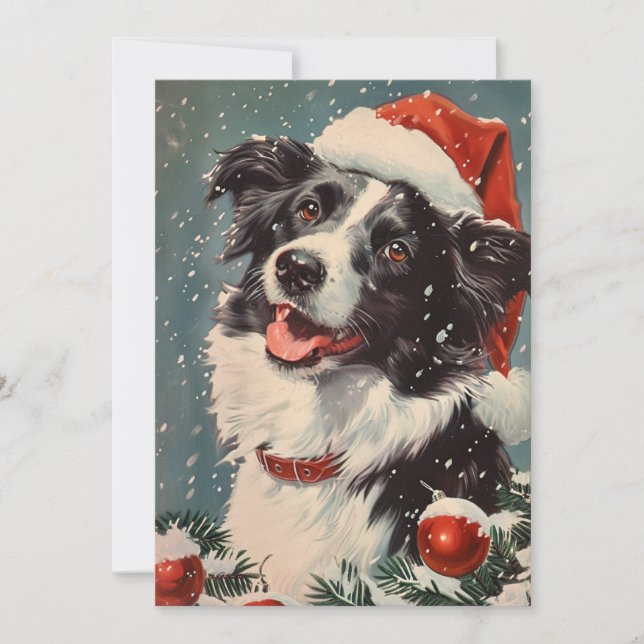 Cartão De Festividades Border Collie Christmas (Frente)