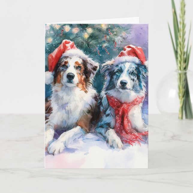 Cartão De Festividades  Border Collie Christmas Greeting Card  (Frente)