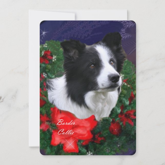 Cartão De Festividades Border Collie Christmas Wreath (Frente)