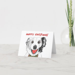 Cartão De Festividades Border Collie com Arco Tie - Feliz Natal