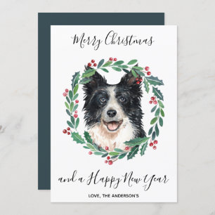 Cartão De Festividades Border Collie Dog Elegante Feliz Natal