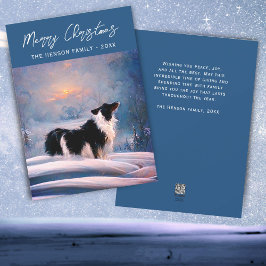 Cartão De Festividades Border Collie em uma paisagem nevada de Natal