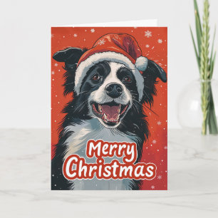 Cartão De Festividades Border Collie Merry Natal Personalizado