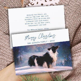Cartão De Festividades Border Collie no Natal Snowy