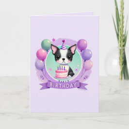 Cartão De Festividades Boston Terrier Birthday Card