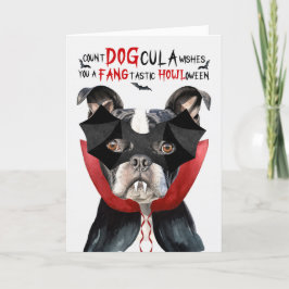 Cartão De Festividades Boston Terrier Dog Funny Count DOGula Halloween