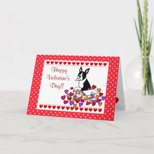 Cartão De Festividades Boston Terrier in the Box Cartoon Valentine
