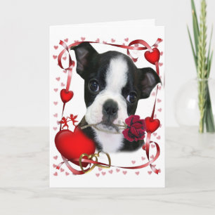 Cartão De Festividades Boston Terrier Rose For Mother