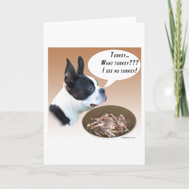 Cartão De Festividades Boston Terrier Turquia (Frente)