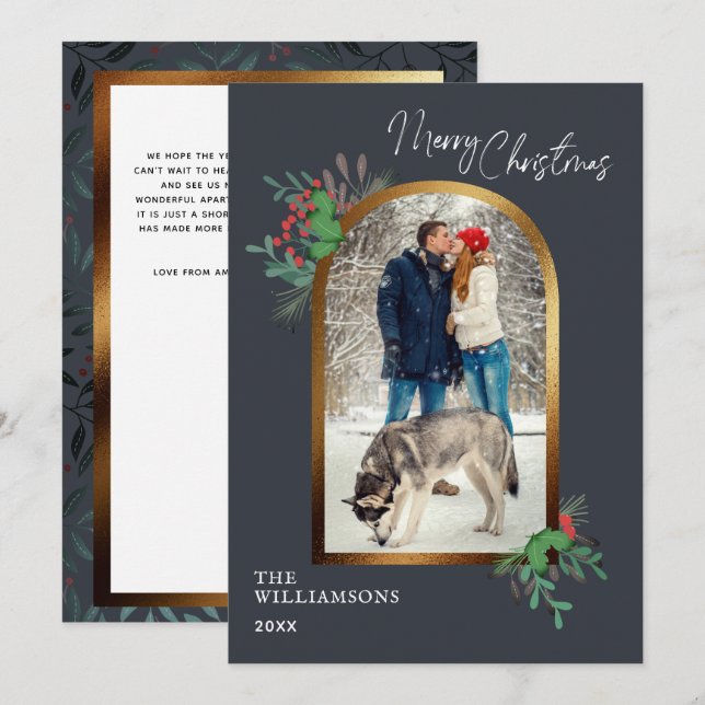 Cartão De Festividades Botânica de Arch de Natal (Frente/Verso)