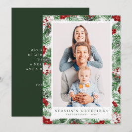 Cartão De Festividades Botânica de Folhagem de Natal Moderna de Watercolo