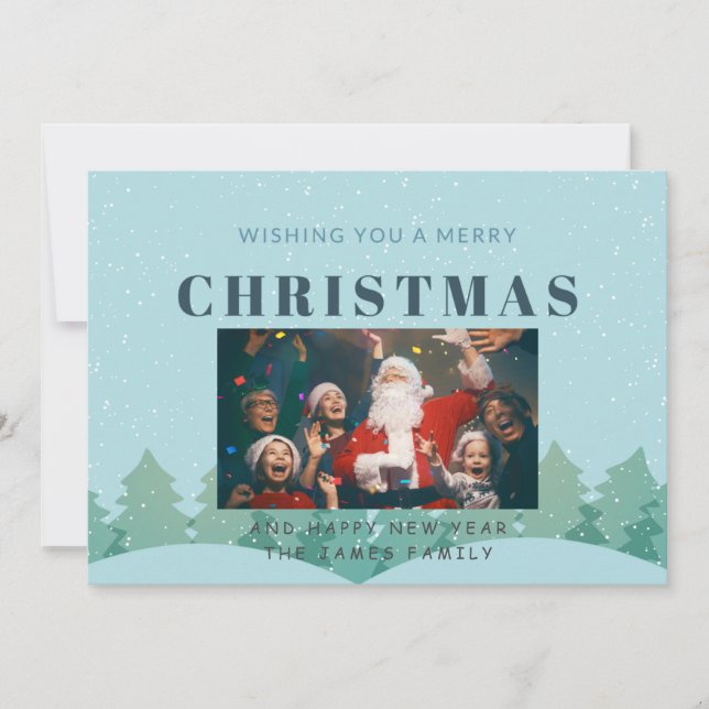 Cartão De Festividades Botânica de inverno Elegante 1 foto de Natal Holid (Frente)