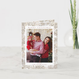 Cartão De Festividades Botânica Floral 1 Foto Branca Feliz Natal