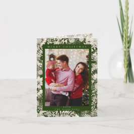 Cartão De Festividades Botânica Floral 1 Foto Verde Feliz Natal