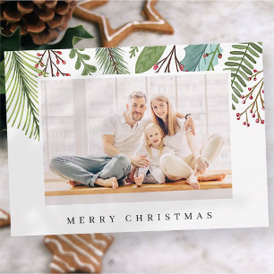 Cartão De Festividades Botânica Greenery Foliage Natal moderno