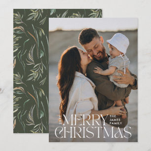 Cartão De Festividades Botânica verde-oliva mínima elegante