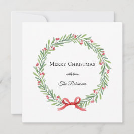 Cartão De Festividades Botanical Christmas Wreath Modern Script 
