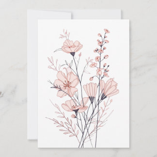 Cartão De Festividades Botanical Floral Illustration | Minimal Nature Aes