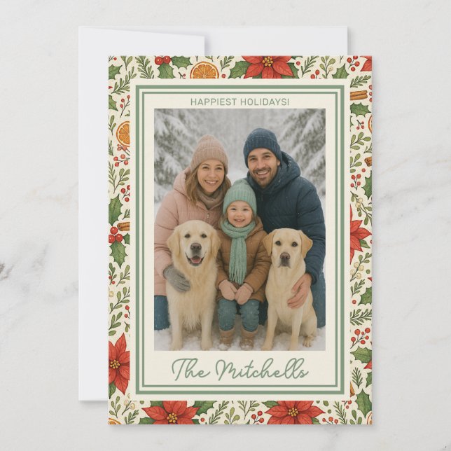 Cartão De Festividades Botanical Mistletoe Classic Floral Art Pattern (Frente)