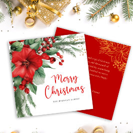Cartão De Festividades Botânico Vermelho Feliz Natal