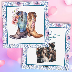 Cartão De Festividades Botas de Cowboy de Foto Personalizada do Dia dos N