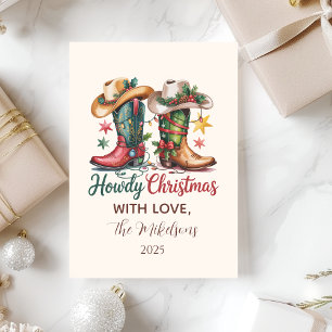 Cartão De Festividades Botas de Cowboy Western Rústico Natal Howdy