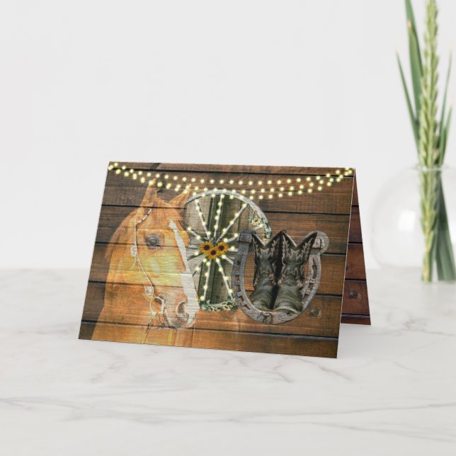 Cartão De Festividades Botas de vaqueiro de ferradura de cavalo ocidental (Frente)