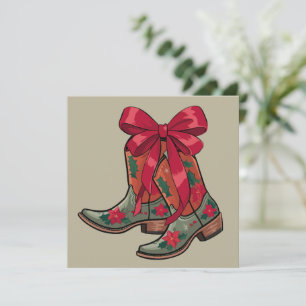 Cartão De Festividades Botas Natalinas Coquete Western Cowgirl Natal