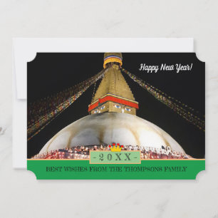 Cartão De Festividades Boudhanath Stupa & Happy New Year! Card /20XX