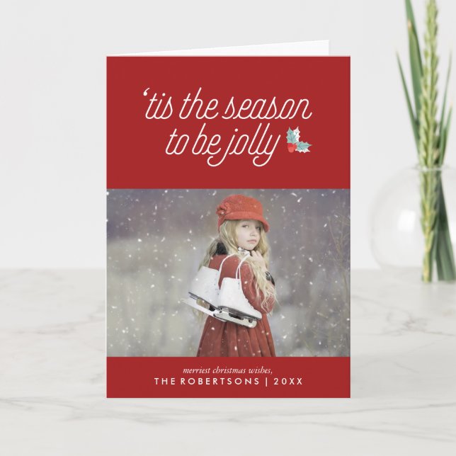 Cartão De Festividades Boughes de Holly Festivo Christmas (Frente)