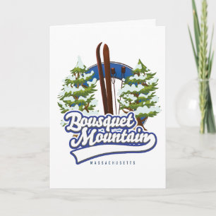 Cartão De Festividades Bousquet Mountain - Logótipo do Massachusetts Ski