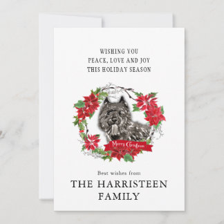 Cartão De Festividades Bouvier des Flandres Christmas Poinsettia Wreath