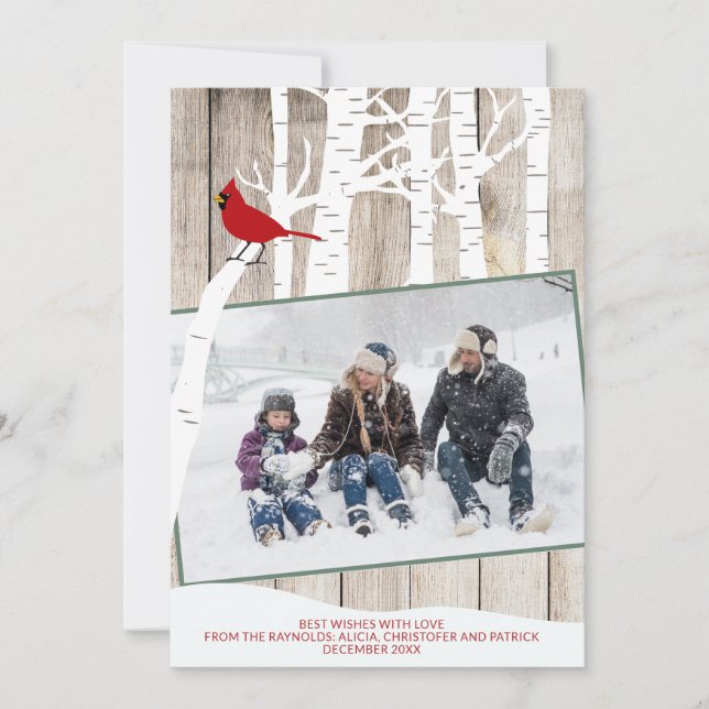 Cartão De Festividades Bovinos sazonais de inverno madeira de galhardetes (Frente)